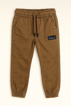 Brown Coloured Knitted Denim Jogger Brown - 0