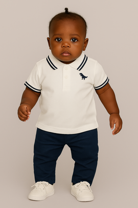 White Pique Tipping Polo White