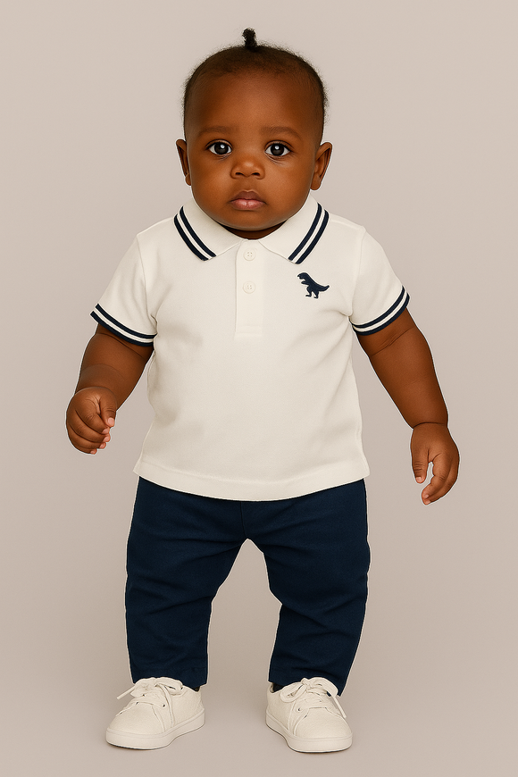 White Pique Tipping Polo White