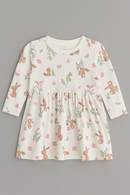 Ivory Bunny Floral All Over Print Interlock Dress-2