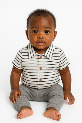 White And Navy Striped Jacquard Shirts