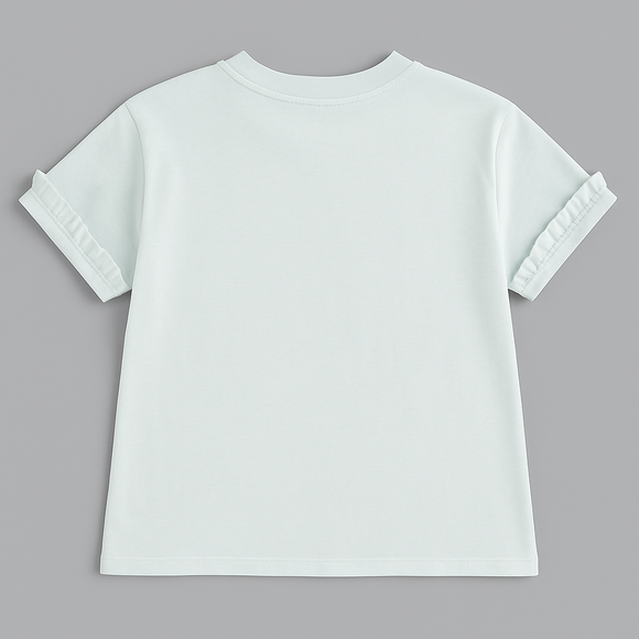 Mint Frill Sleeve3D Embellishment T Shirt