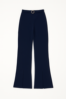 Navy Buckle Detailed Belted Trousers-2