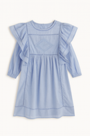 Blue Long Sleeve Frill Dress Blue-1