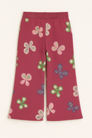 Burgundy Butterfly Allover Print Track Pants Burgundy-2