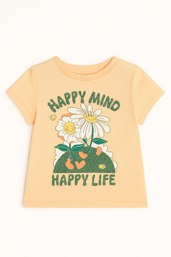 Orange  Placement Print With Sequins Boxy