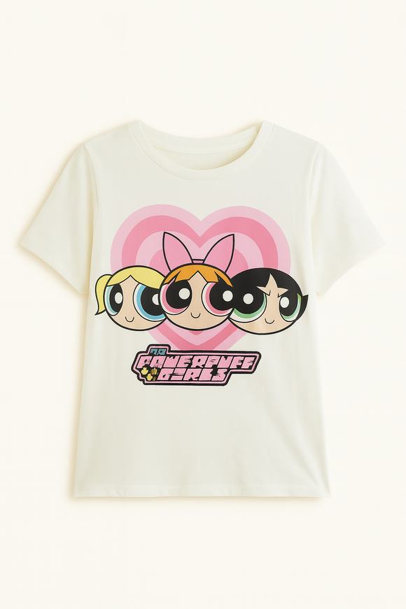 Ivory Powerpuff Girls Printed T Shirt Ivory