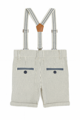 Green  White Stripes Shorts W  Suspender Shorts - 0