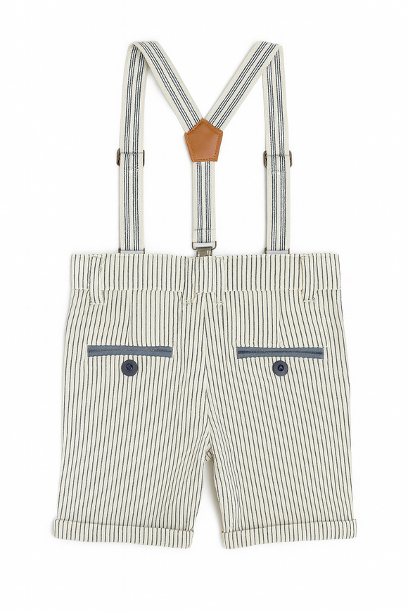 Green  White Stripes Shorts W  Suspender Shorts