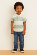 Off White Stripe Polo Shirt White-1