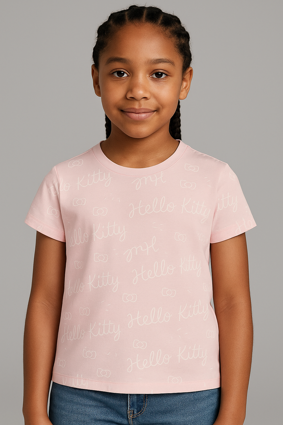 Pale Pink Barbie Allover Print Boxy T Shirts