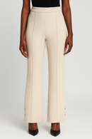 Cream Wide Leg Trousers With Button Detail-1