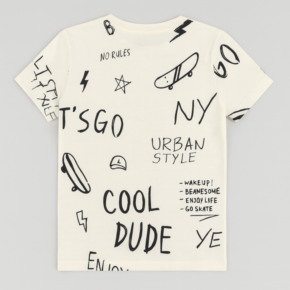 Cream Skater Allover Print Tee Cream