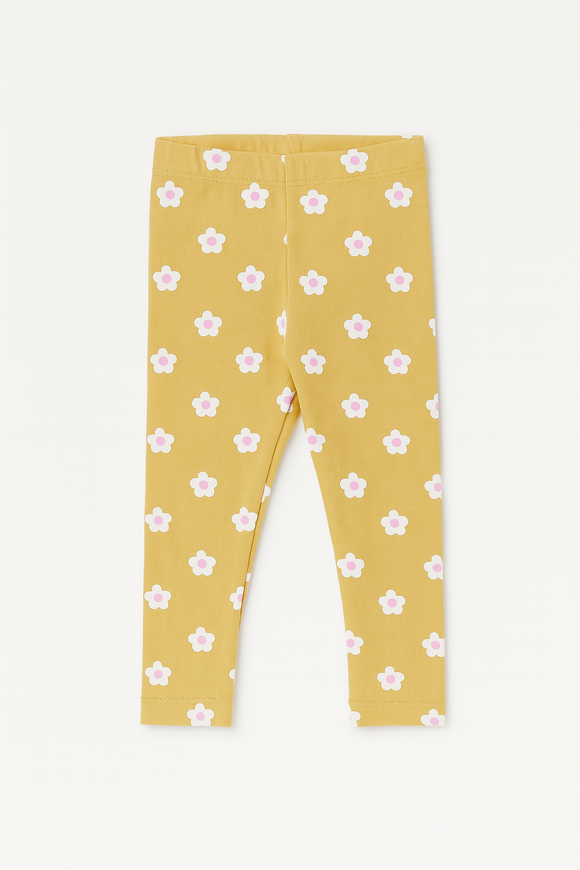 Mustard Floral All Over Print Leggings Mustard