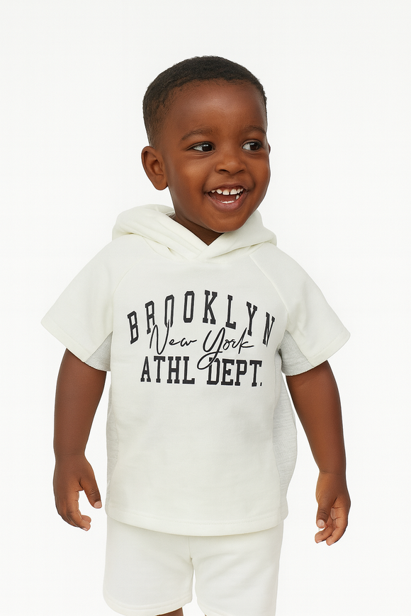 Junior Boys Ivory Hoddie Short Sleeve T Shirt Ivory