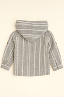 Boys Junior Grey Striped With Hooded Shirt-3