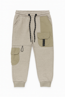Stone Nylon Cargo Pocket Track Pant Beige-2