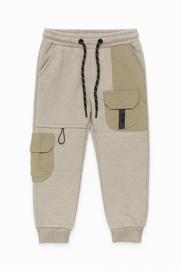 Stone Nylon Cargo Pocket Track Pant Beige