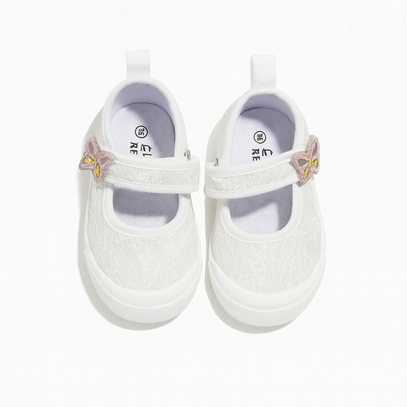 White Lace Velcro Pump