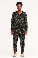 Black White Floral Printed Table Pyjama Set Assorted-1