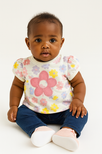 Ivory Floral All Over Print Puff Sleeve Ivory