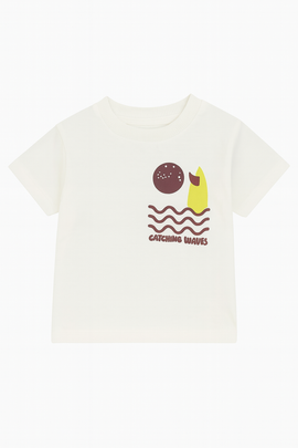 Whtie Tshirt With Brown Striped Shorts Set - 0