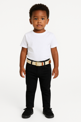 Black Belted 5 Pocket Jeans