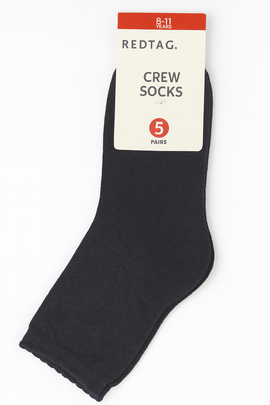 Pack Of 5  Senior Girls Crew Length Socks