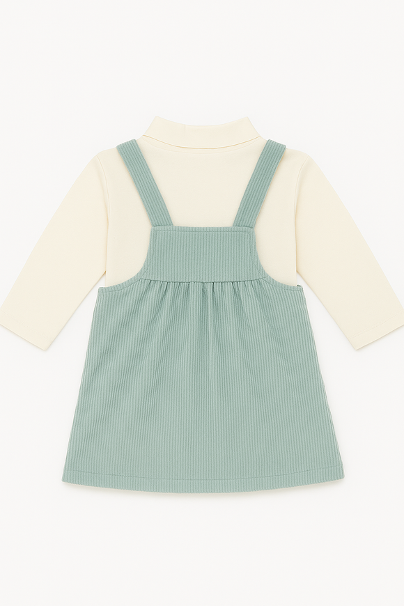 Blue Dungaree Dress With T Shirt Blue