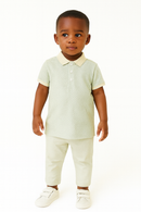 Junior Boys Ecru Aop Polo-1