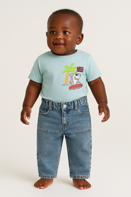 Lightwash Wide Leg Denim Jeans Light