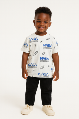 White Nasa Aop Short Sleeve T Shirt