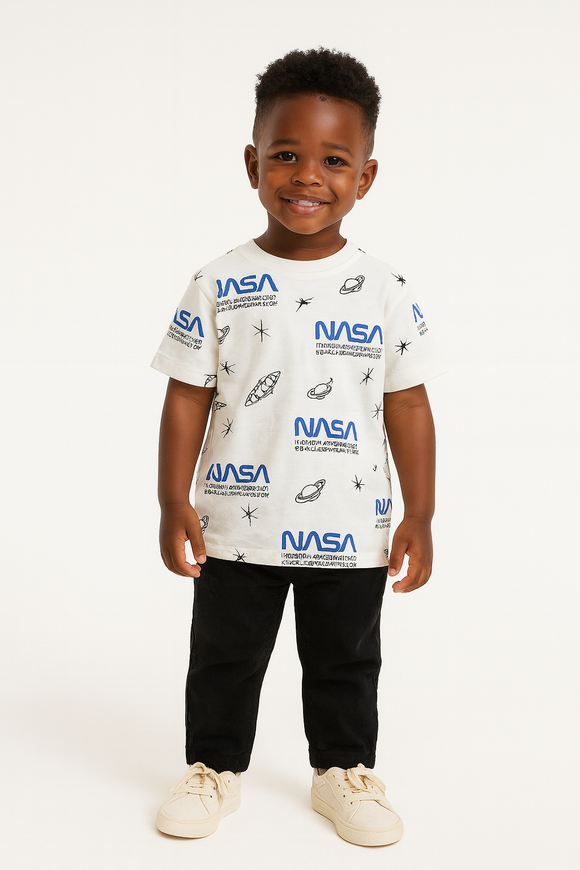 White Nasa Aop Short Sleeve T Shirt