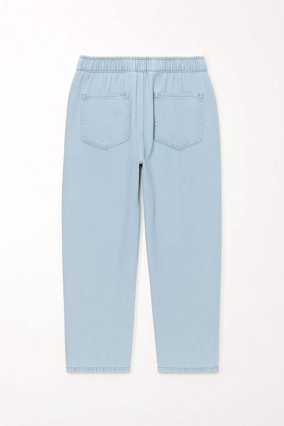 LIGHT WASH ELASTIC WAIST JEANS