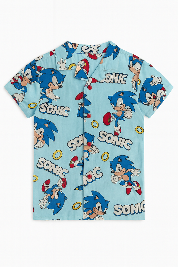 Pale Blue Sonic Aop Resort Shirt