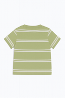 Sage And White Striped Yd Henley Tshirt-3