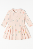 Baby Pink Floral All Over Print Pique Dress Pale-1