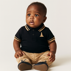 Black Pique Tipping Polo