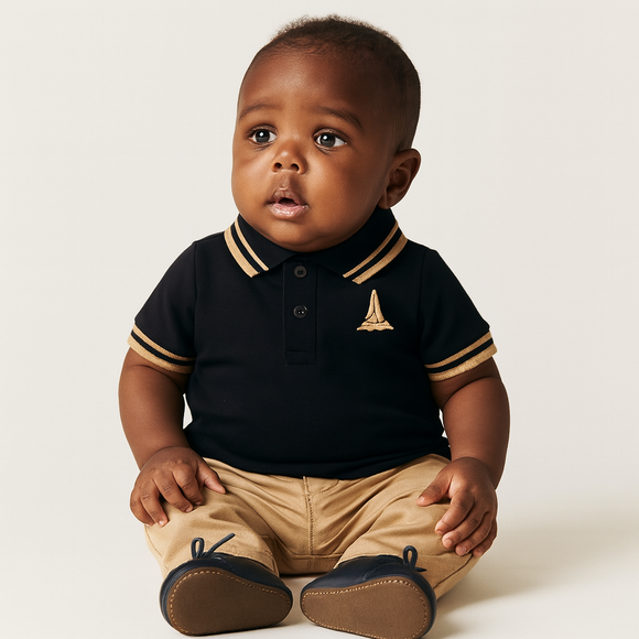 Black Pique Tipping Polo