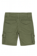 Olive Green Cotton Spandex Twill Shorts W  Cargo-3