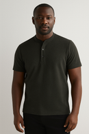 Mandrain Collar Polo Shirt Charcoal-1