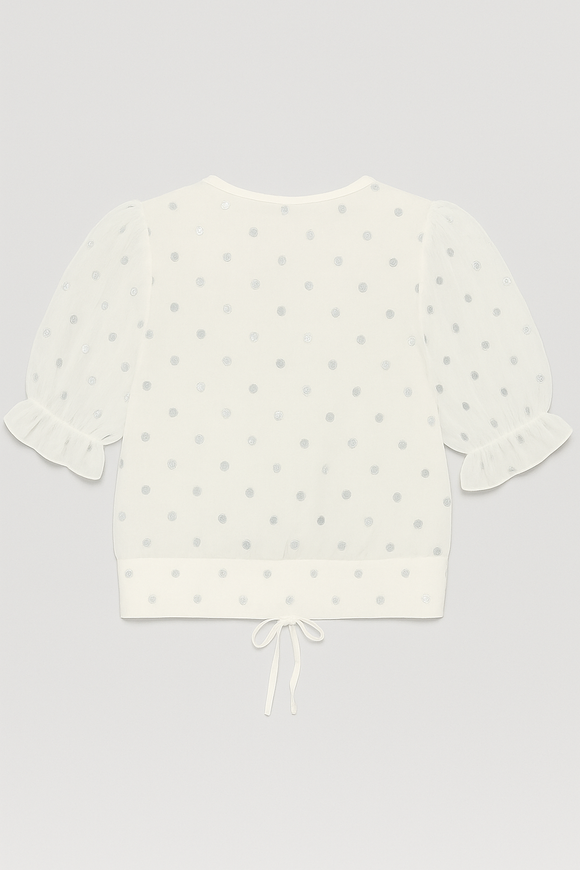 White Chiffon Polka Dots Blouse