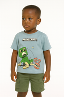 Boys Junior Minecraft Sage Green T Shirt-1