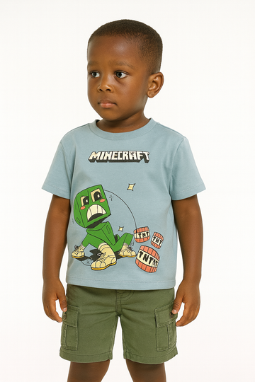 Boys Junior Minecraft Sage Green T Shirt REDTAG