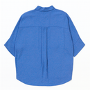 BLUE SHORT CUFF SLEEVE FRONT BUTTON DETAIL BLOUSE-3