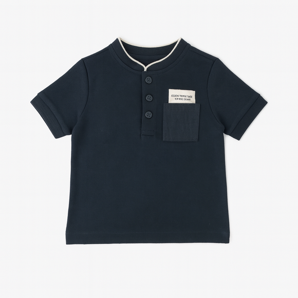 Black Mandarin Pique Polo