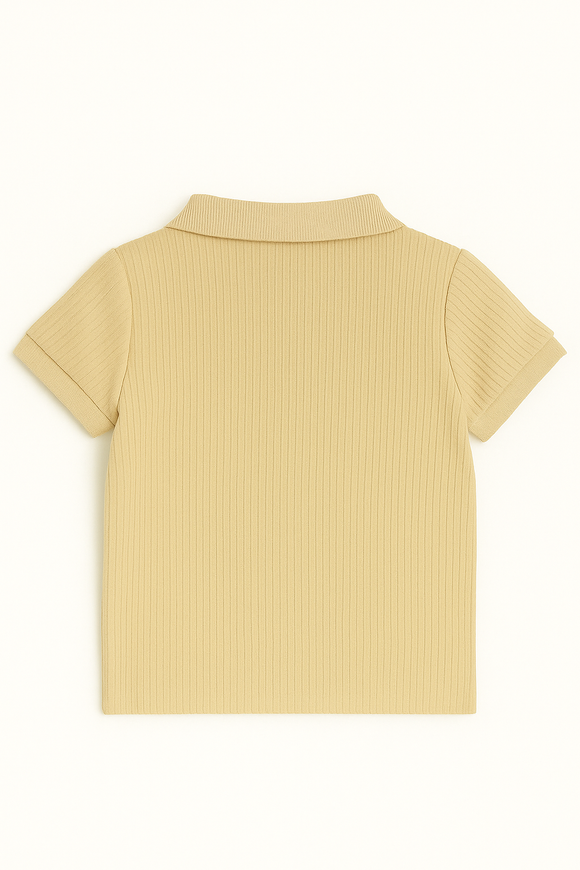 Junior Boys Beige Polo T Shirt W  Zipper