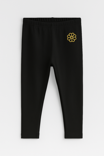 Black Solid Leggings Black REDTAG