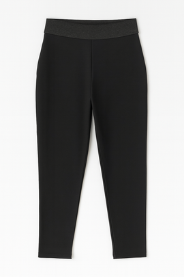 Black Criss Cross Elastic Waistband Legging - 0