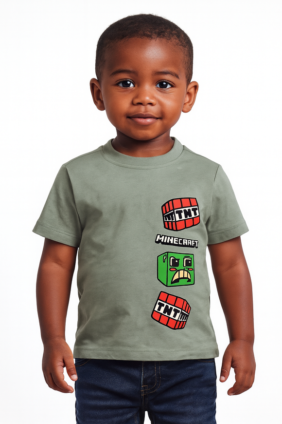 Boys Junior Minecraft Green T Shirt